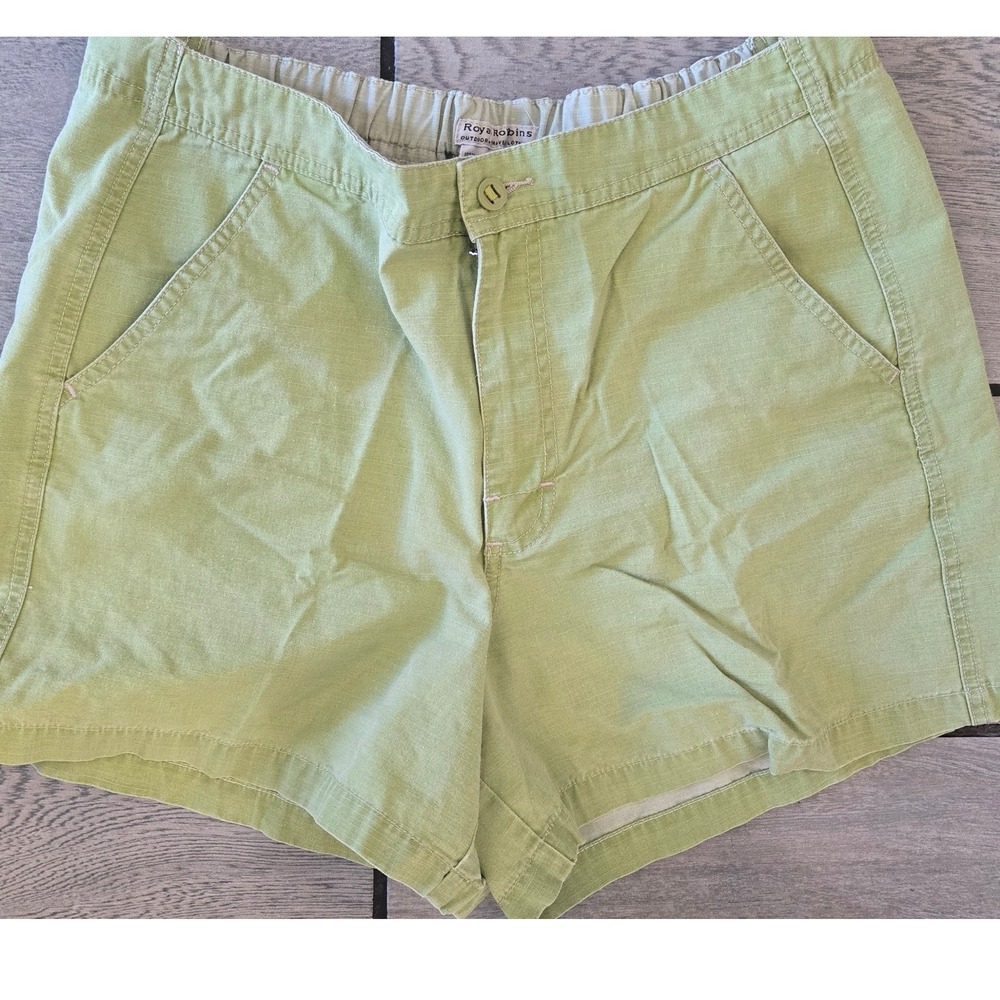 Royal Robbins Womens Green Cotton Outdoor Travel Shorts Elastic Waist Size 12